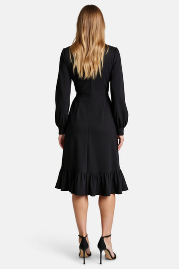 Black A Line Work Dress with Long Sleeves
